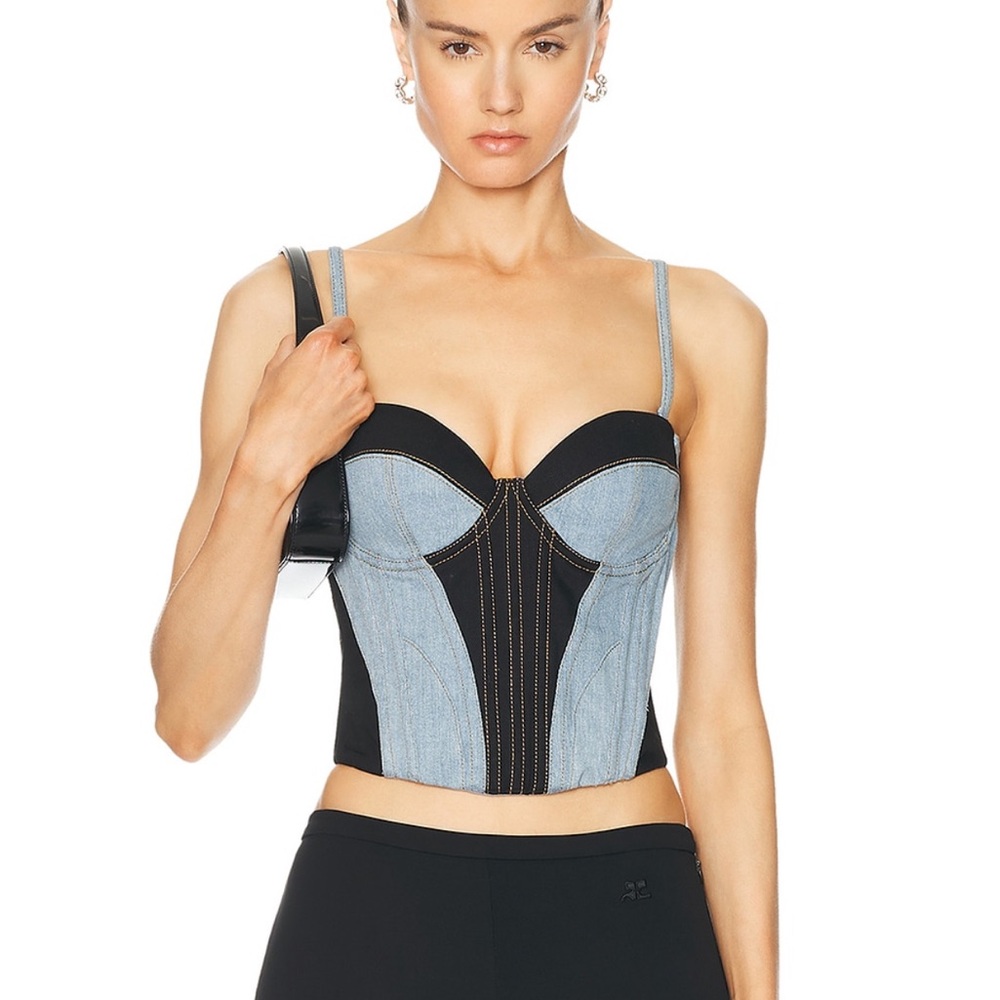 Stylish Black and Blue Bustier Top